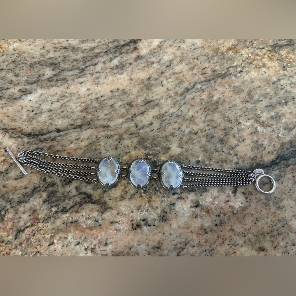 Chan Luu Sterling Silver Moonstone Link & 4 Strand Chain Bracelet - Picture 5 of 11